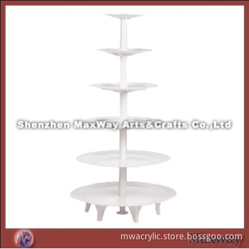 White Round Promotional 7-tiered Acrylic Cake Display Stand Rack
